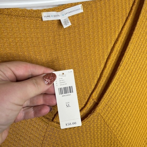 NWT Anthropologie Pure + Good Mustard Waffle Thermal Dolman Top - Picture 6 of 10